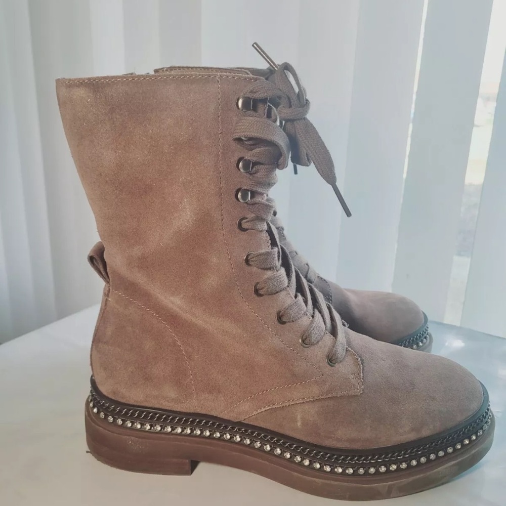 Vince Camuto Women's Branda Lace Up Suede Booties Sable 8.5M